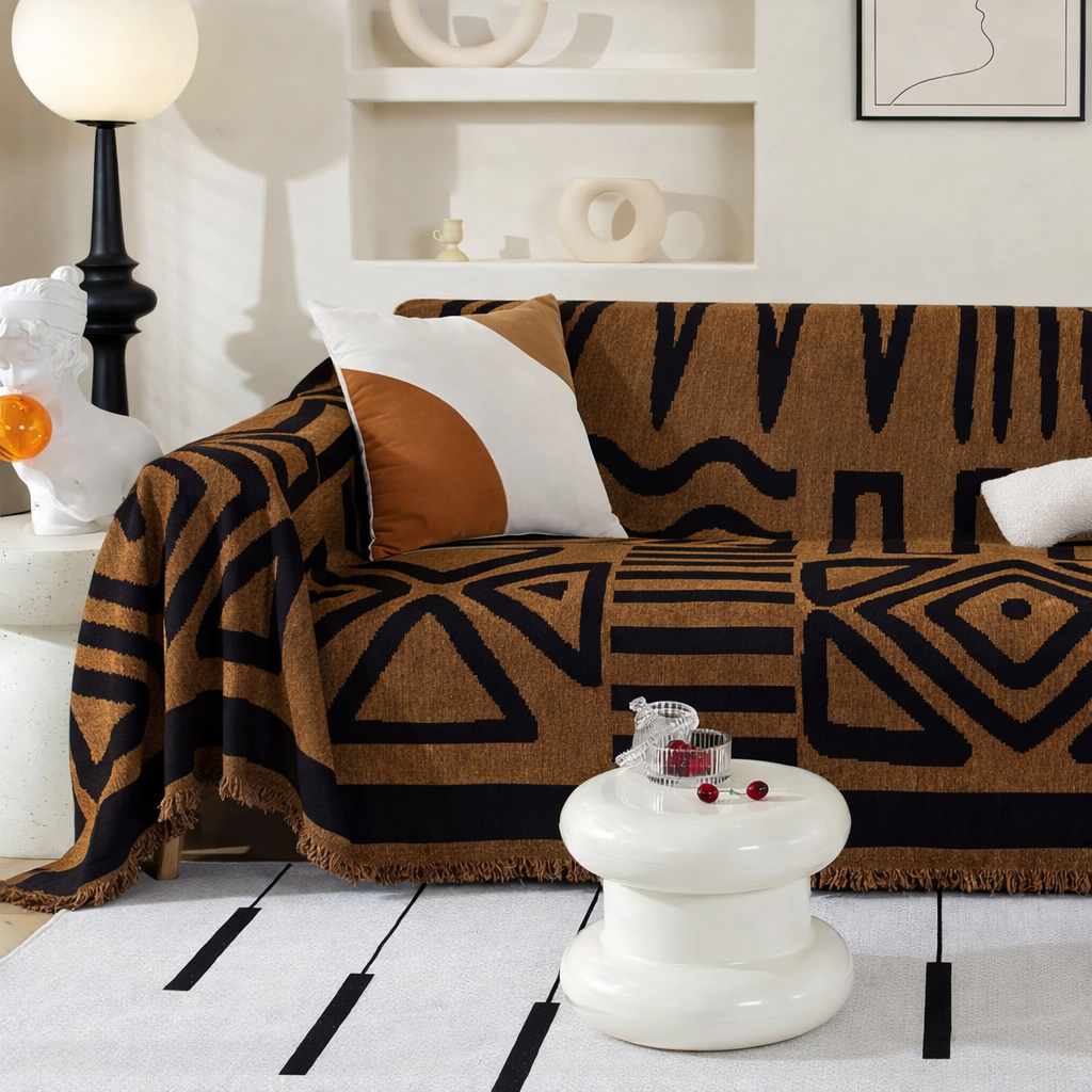Chenille Reversible Modern Tassels Sofa Couch Cover