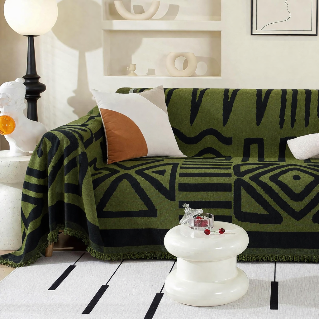 Chenille Reversible Modern Tassels Sofa Couch Cover