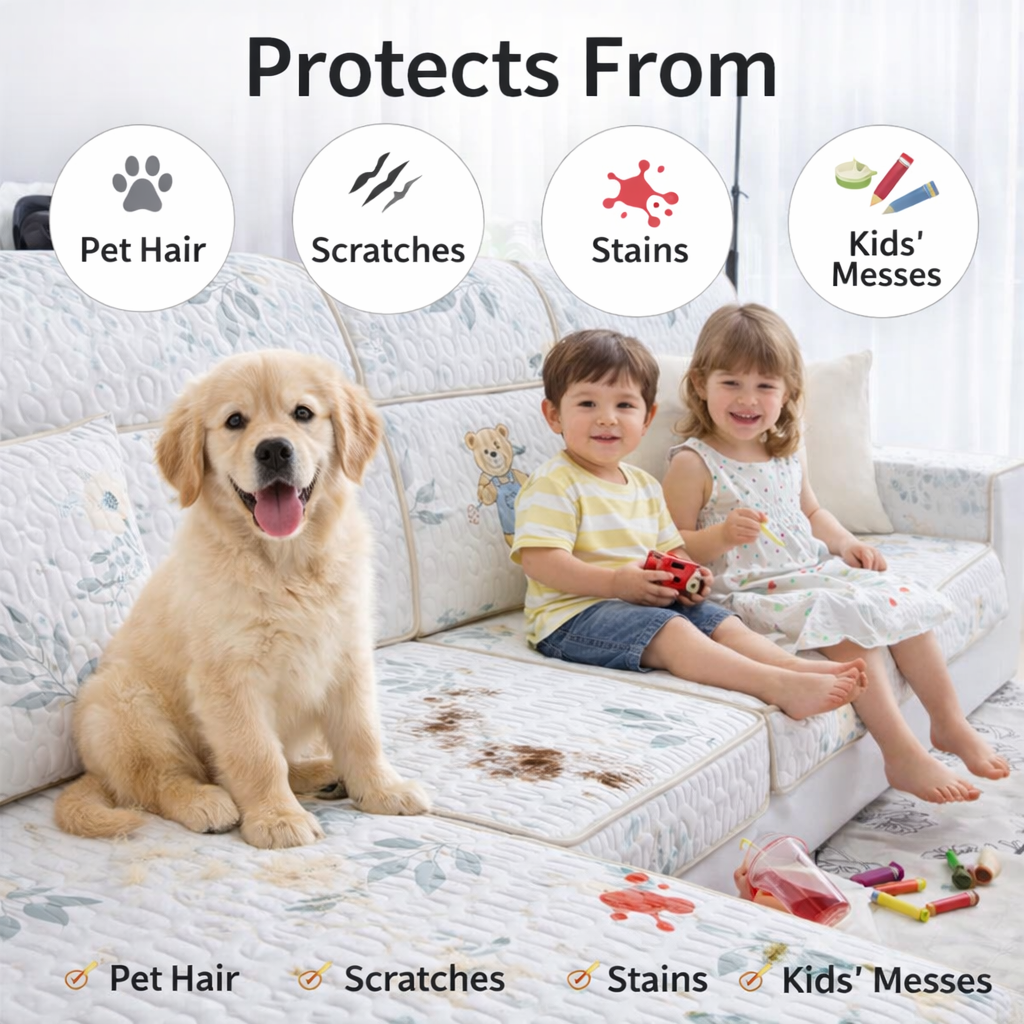 Botanical Anti-Slip Cushion Sectional L Shaped Sofa Couch Cover