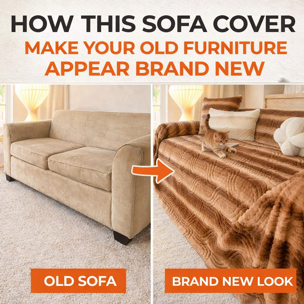 Casual Fuzzy Geometric Plush Sofa Couch Cover