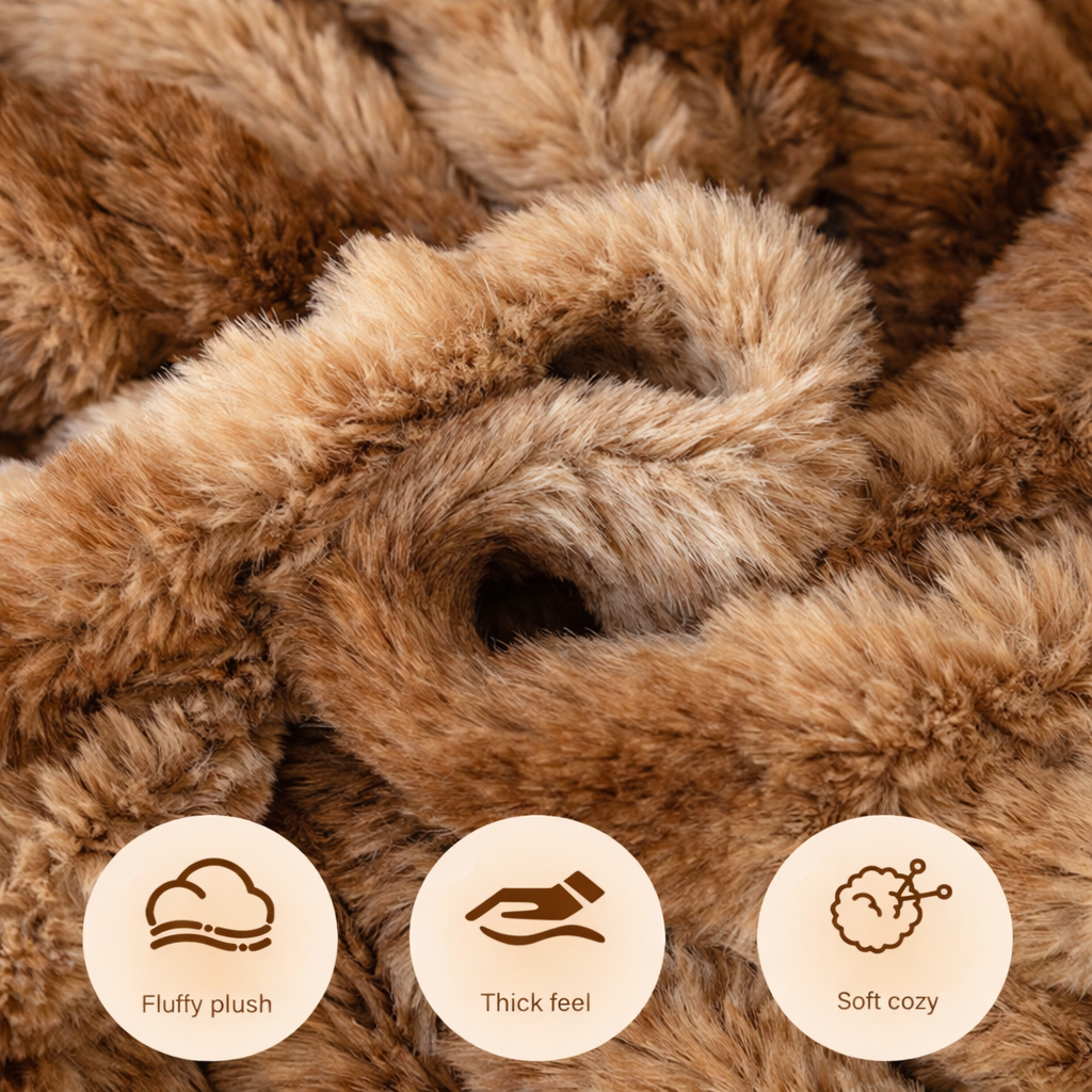 Casual Fuzzy Geometric Plush Sofa Couch Cover