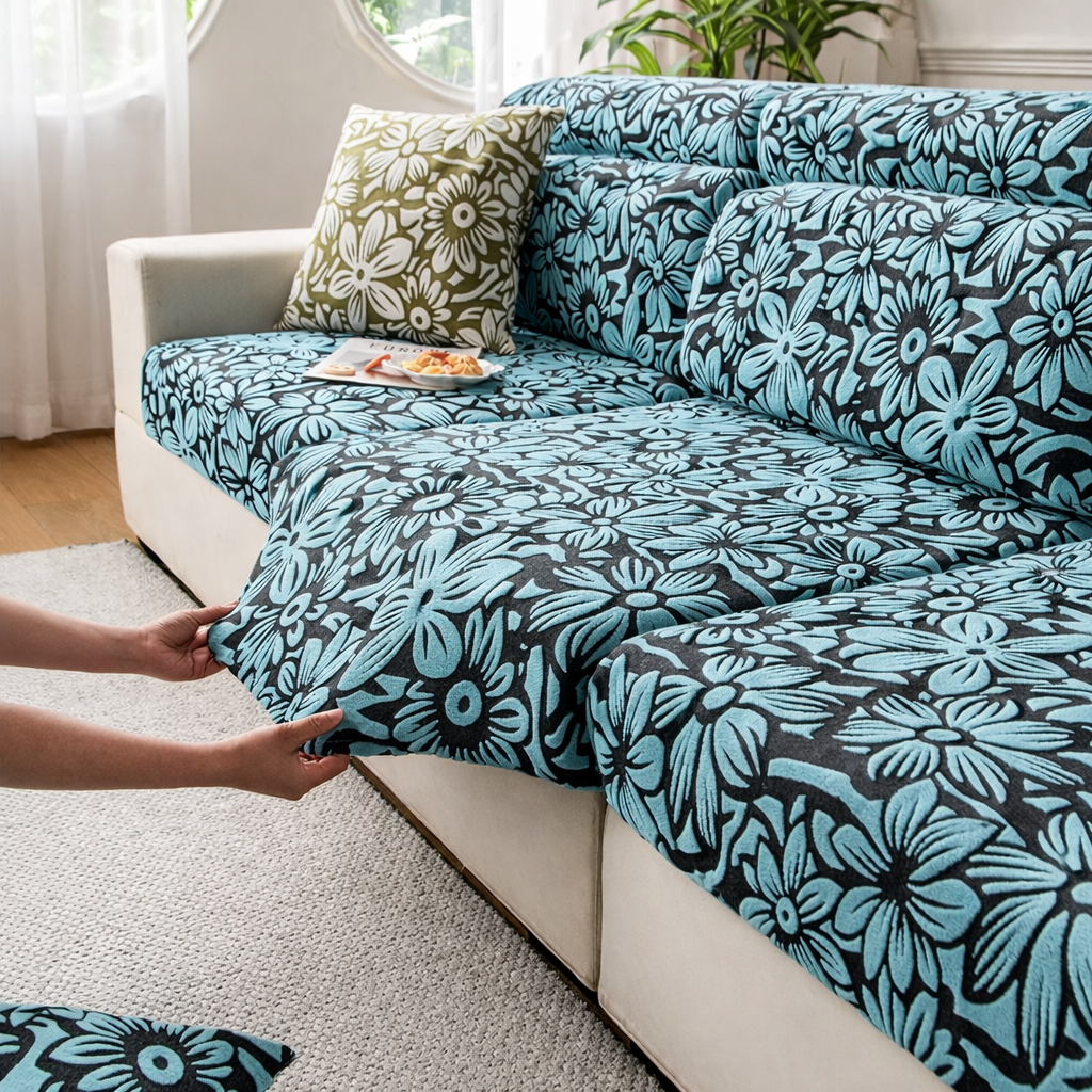 Anti Slip Jacquard Floral L Shaped Sectional Cushion Sofa Couch Cover
