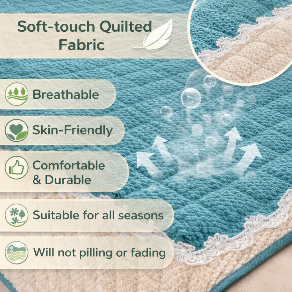 Non-Slip Quilted Lace Plush Sofa Couch Cover