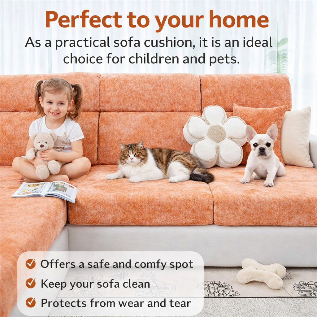 Chenille Anti-Slip L Shaped Cushion Sofa Couch Cover