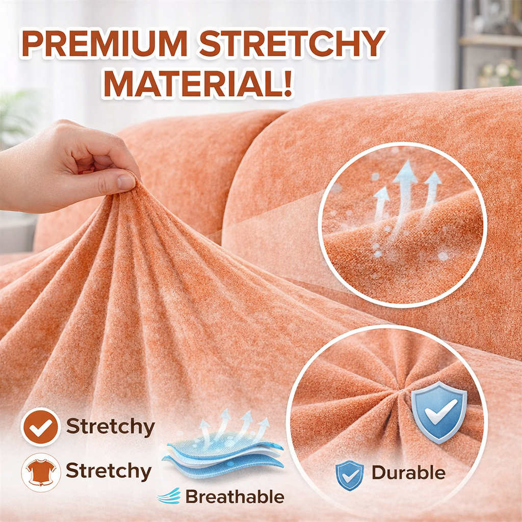 Chenille Anti-Slip L Shaped Skirted Cushion Sofa Couch Cover