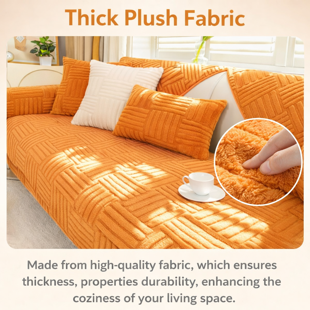 Non-Slip Striped Fleece Plush Sofa Couch Cover