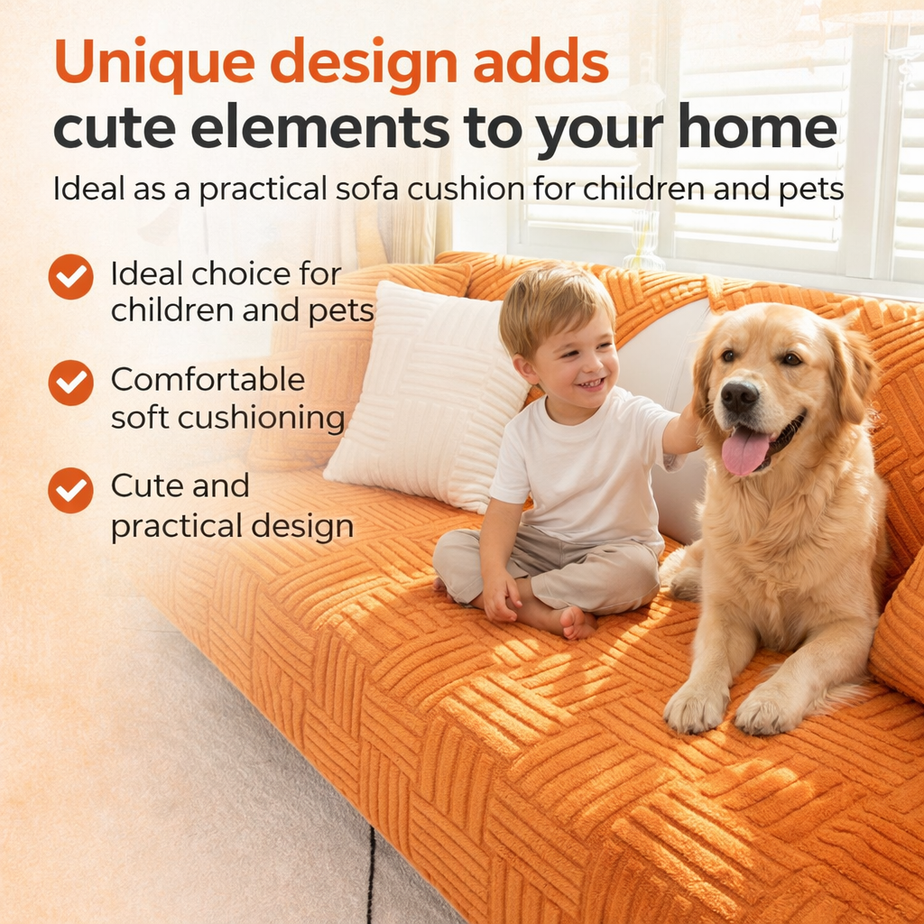 Non-Slip Striped Fleece Plush Sofa Couch Cover