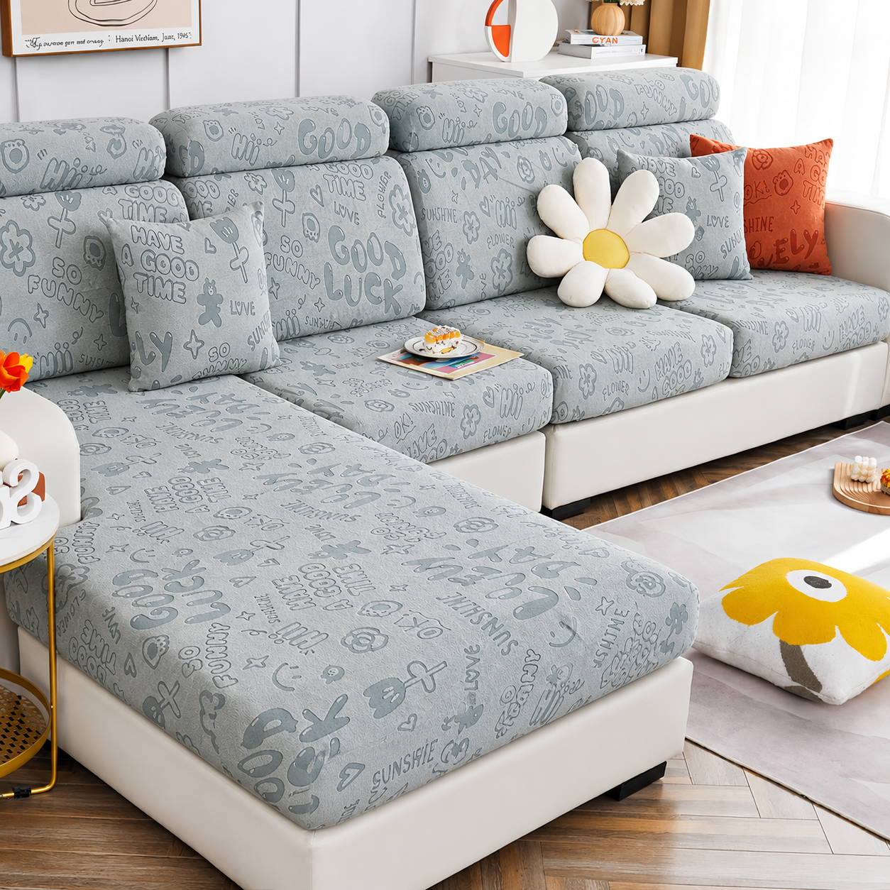 Anti Slip L Shaped Sectional Cushion Sofa Couch Cover