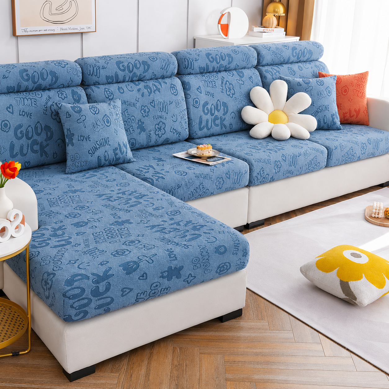 Anti Slip L Shaped Sectional Cushion Sofa Couch Cover