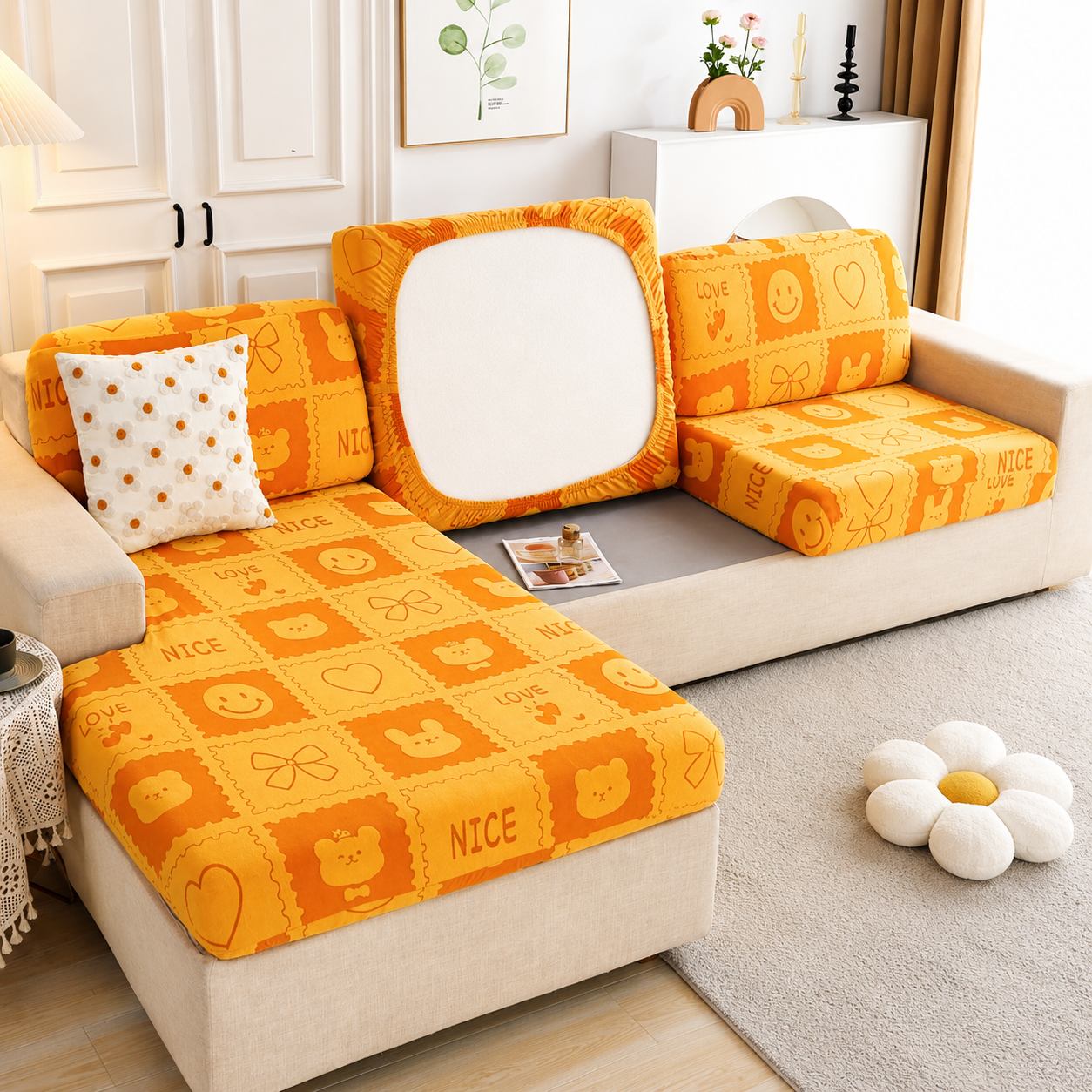 Anti Slip L Shaped Sectional Cushion Sofa Couch Cover