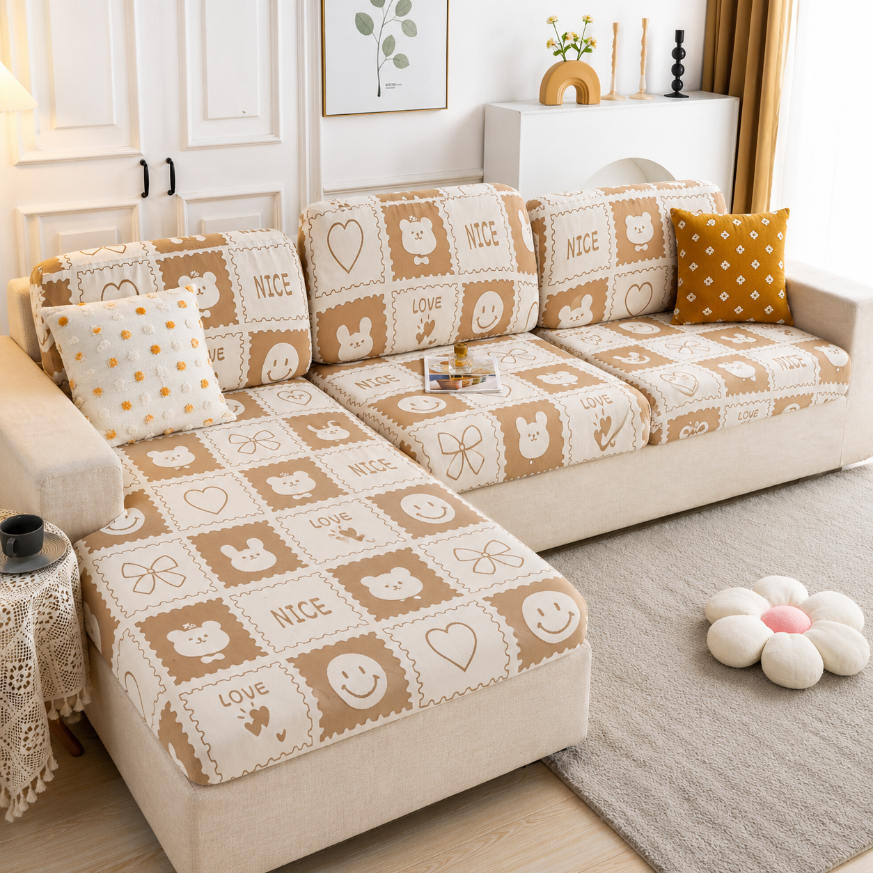 Anti Slip L Shaped Sectional Cushion Sofa Couch Cover