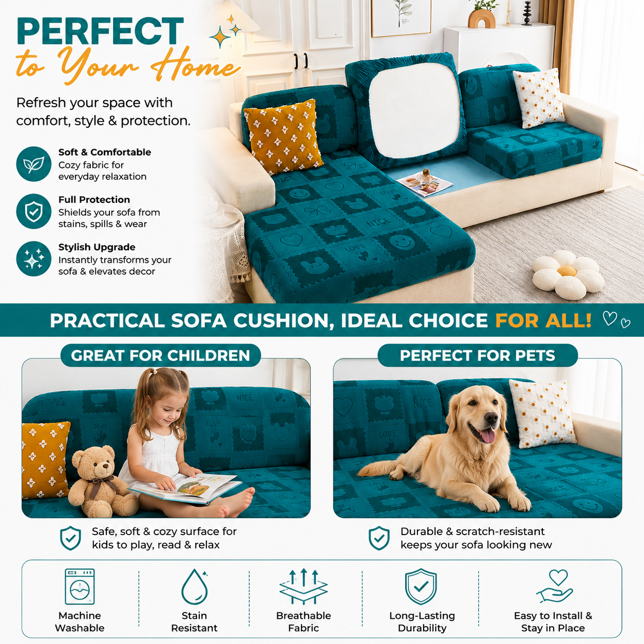 Anti Slip L Shaped Sectional Cushion Sofa Couch Cover