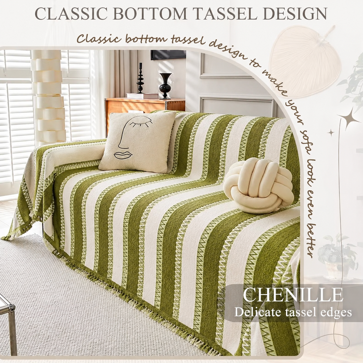 Elegant Anti-Slip Geometric Chenille Bohemian Sofa Couch Cover