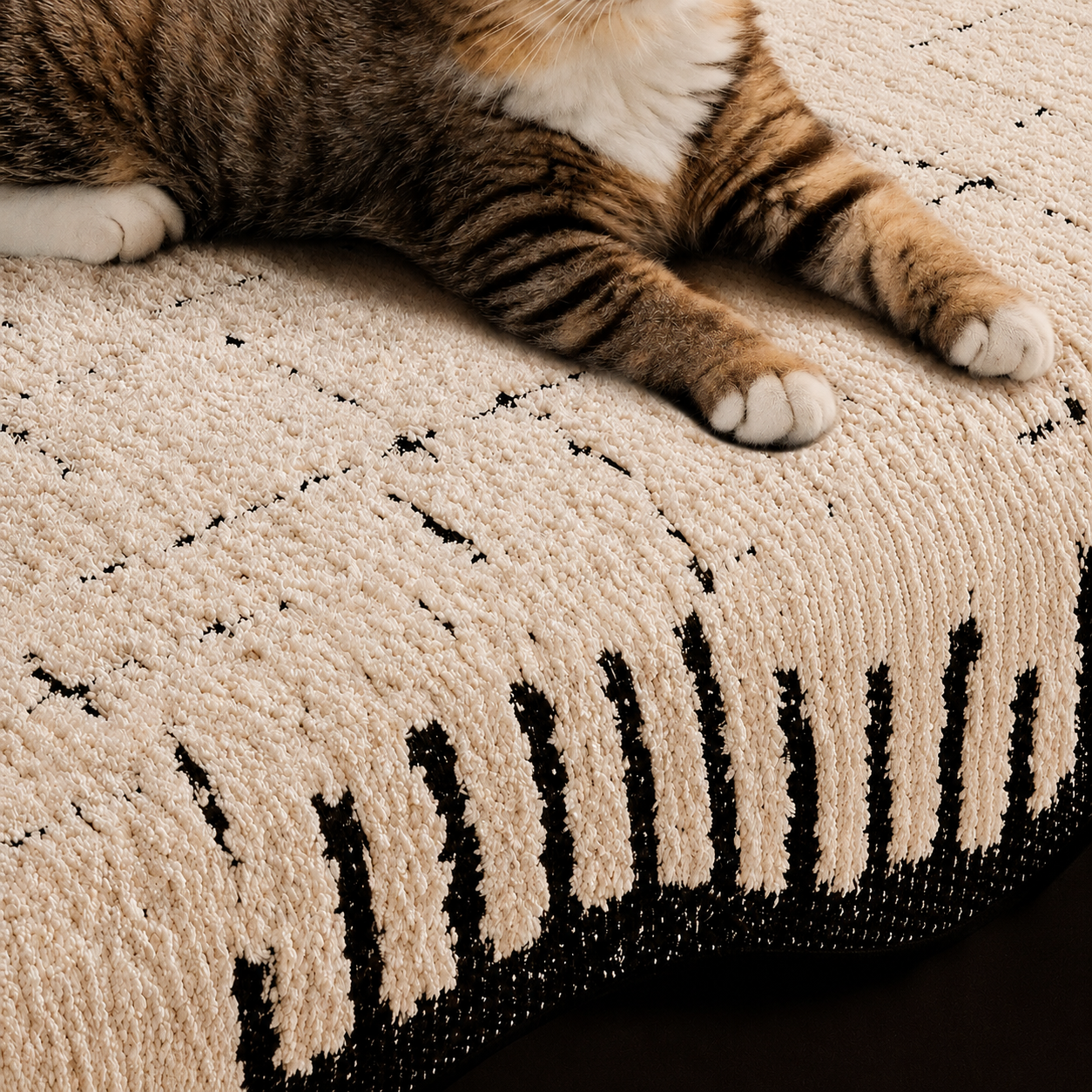 Non-Slip Wave Geometric Plush Fuzzy Furry Sofa Couch Cover