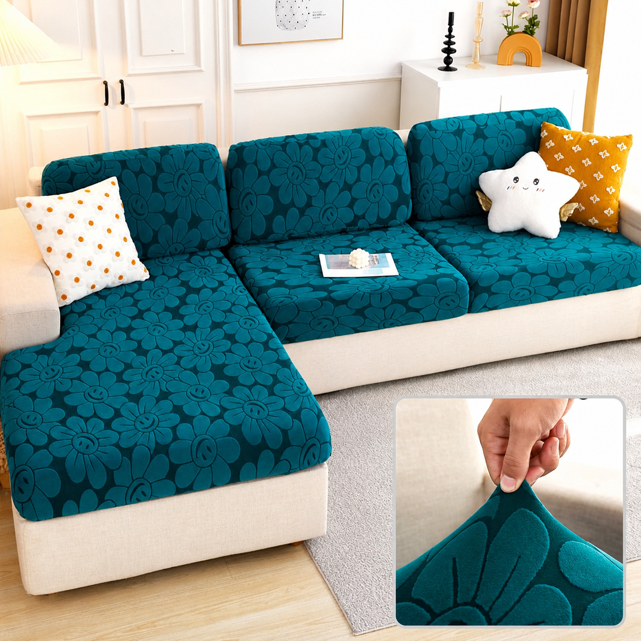 Anti Slip Sunflower L Shaped Sectional Cushion Sofa Couch Cover