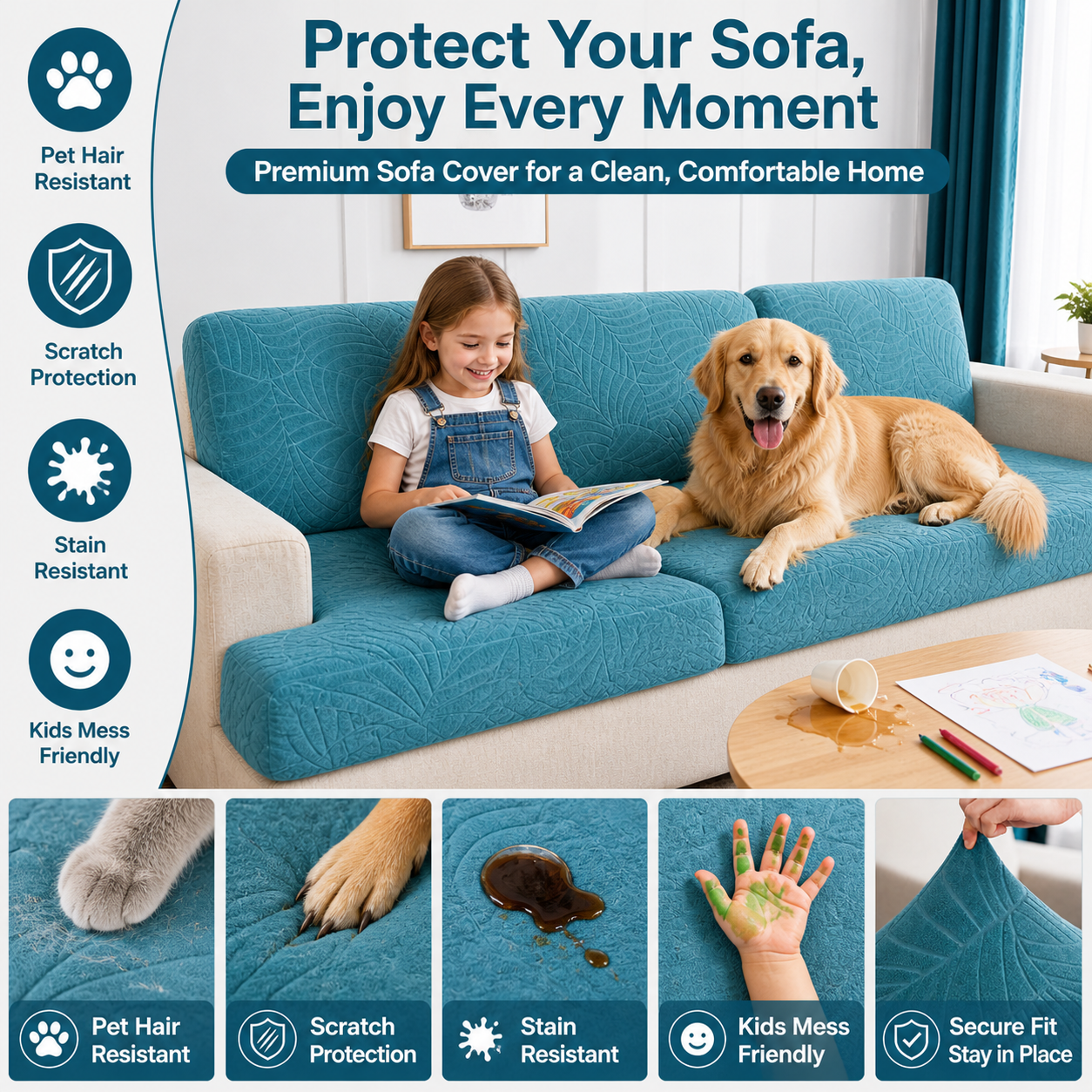 Anti Slip Jacquard Leaf L Shaped Sectional Cushion Sofa Couch Cover