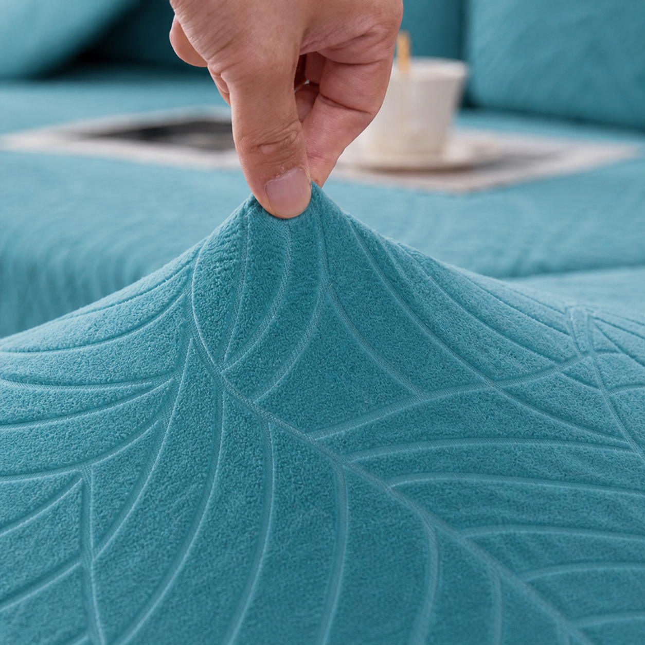 Anti Slip Jacquard Leaf L Shaped Sectional Cushion Sofa Couch Cover