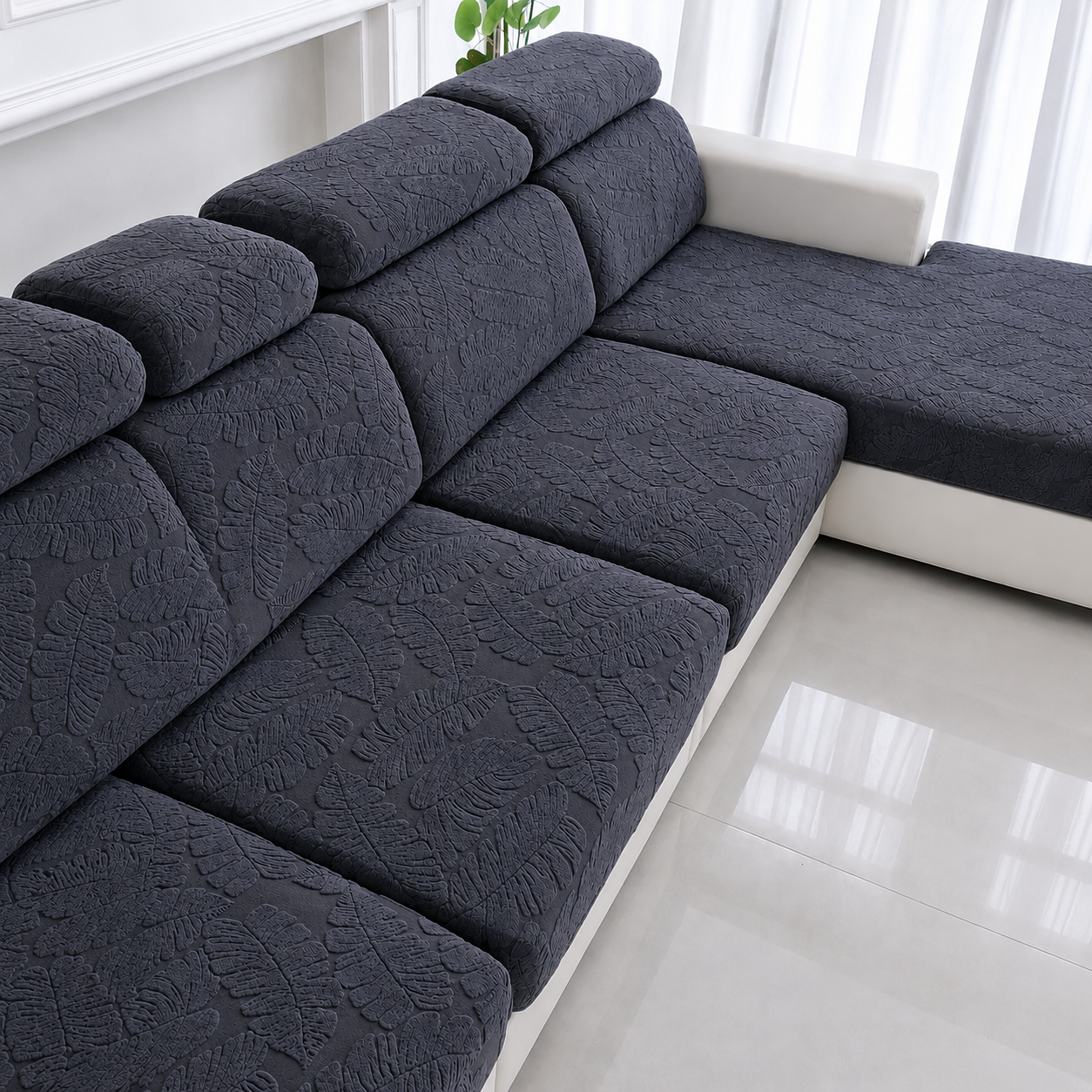 Anti Slip Leaf L Shaped Sectional Cushion Sofa Couch Cover