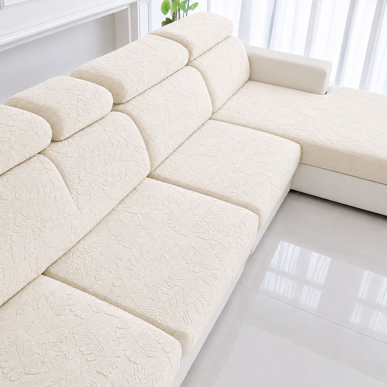 Anti Slip Leaf L Shaped Sectional Cushion Sofa Couch Cover