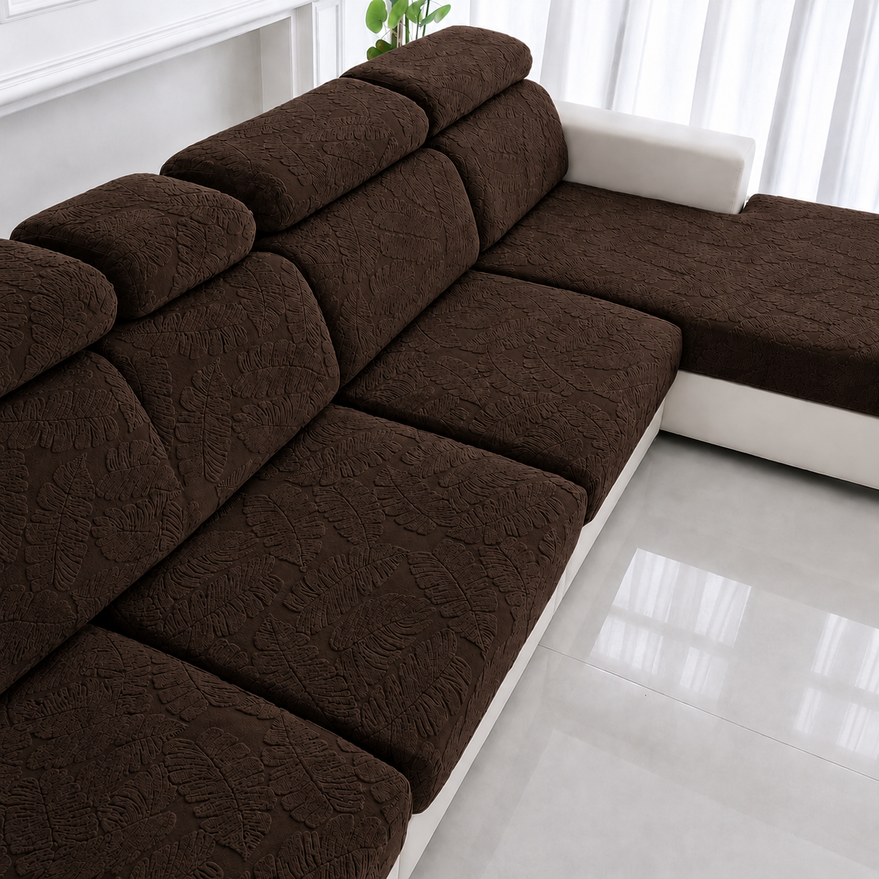 Anti Slip Leaf L Shaped Sectional Cushion Sofa Couch Cover