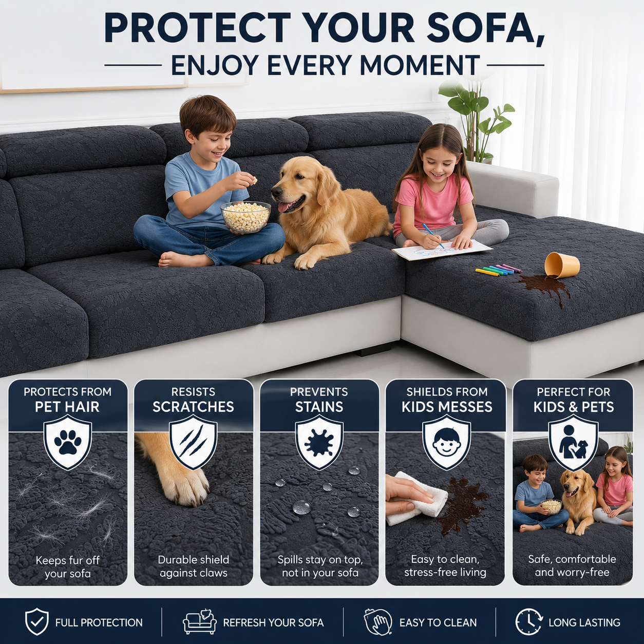 Anti Slip Leaf L Shaped Sectional Cushion Sofa Couch Cover