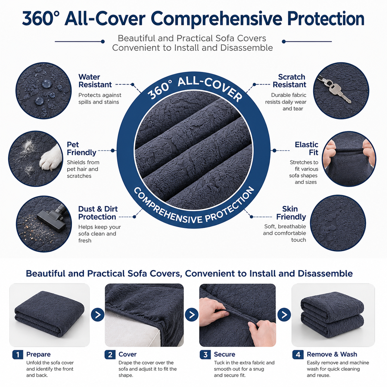 Anti Slip Leaf L Shaped Sectional Cushion Sofa Couch Cover