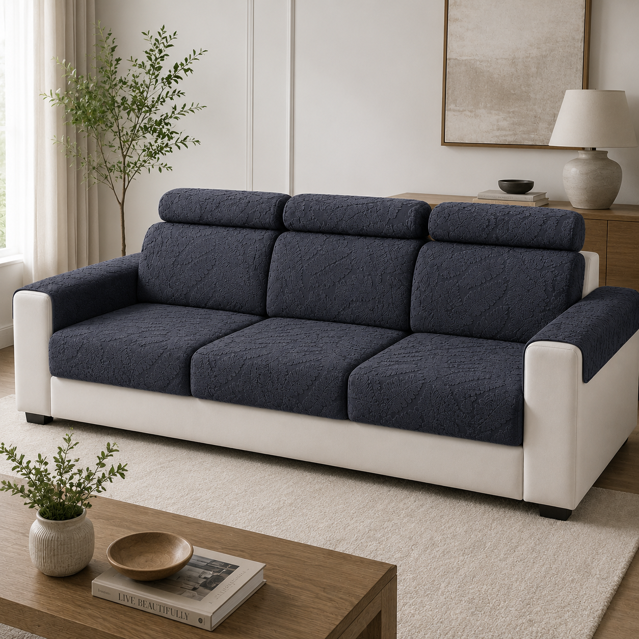 Anti Slip Leaf L Shaped Sectional Cushion Sofa Couch Cover