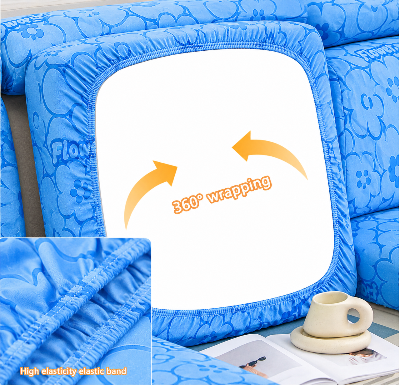 Anti Slip Floral L Shaped Sectional Cushion Sofa Couch Cover