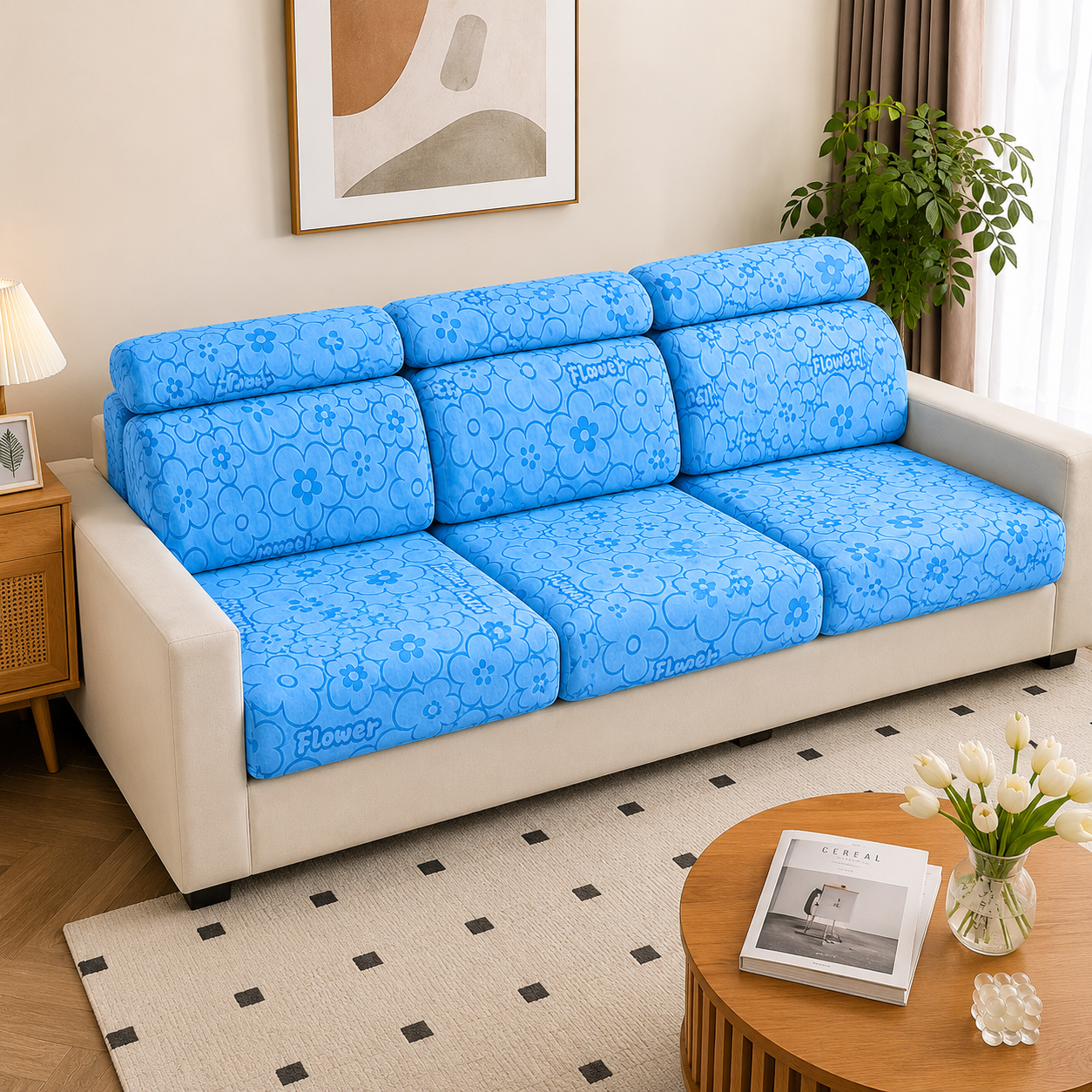 Anti Slip Floral L Shaped Sectional Cushion Sofa Couch Cover