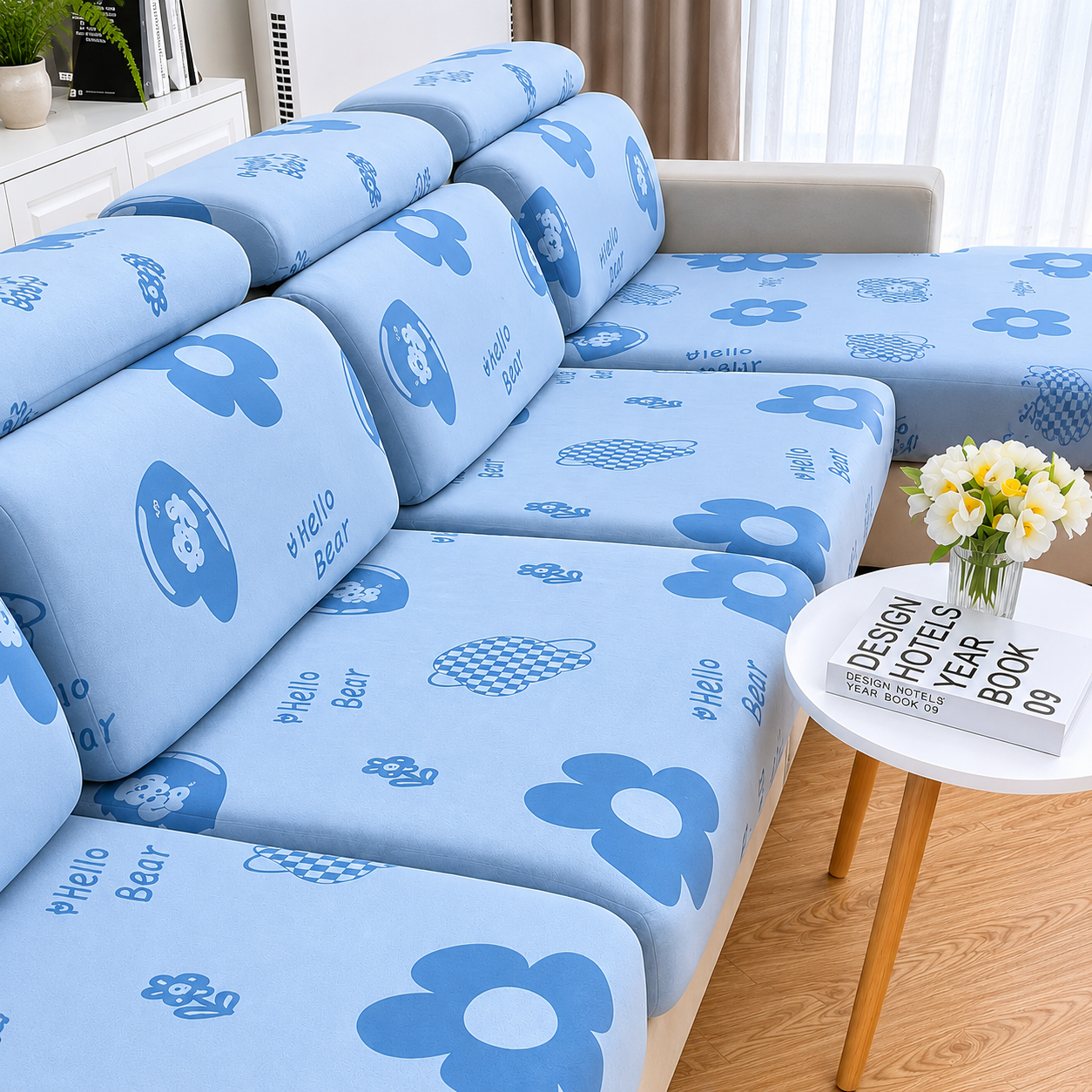 Anti Slip Floral L Shaped Sectional Cushion Sofa Couch Cover