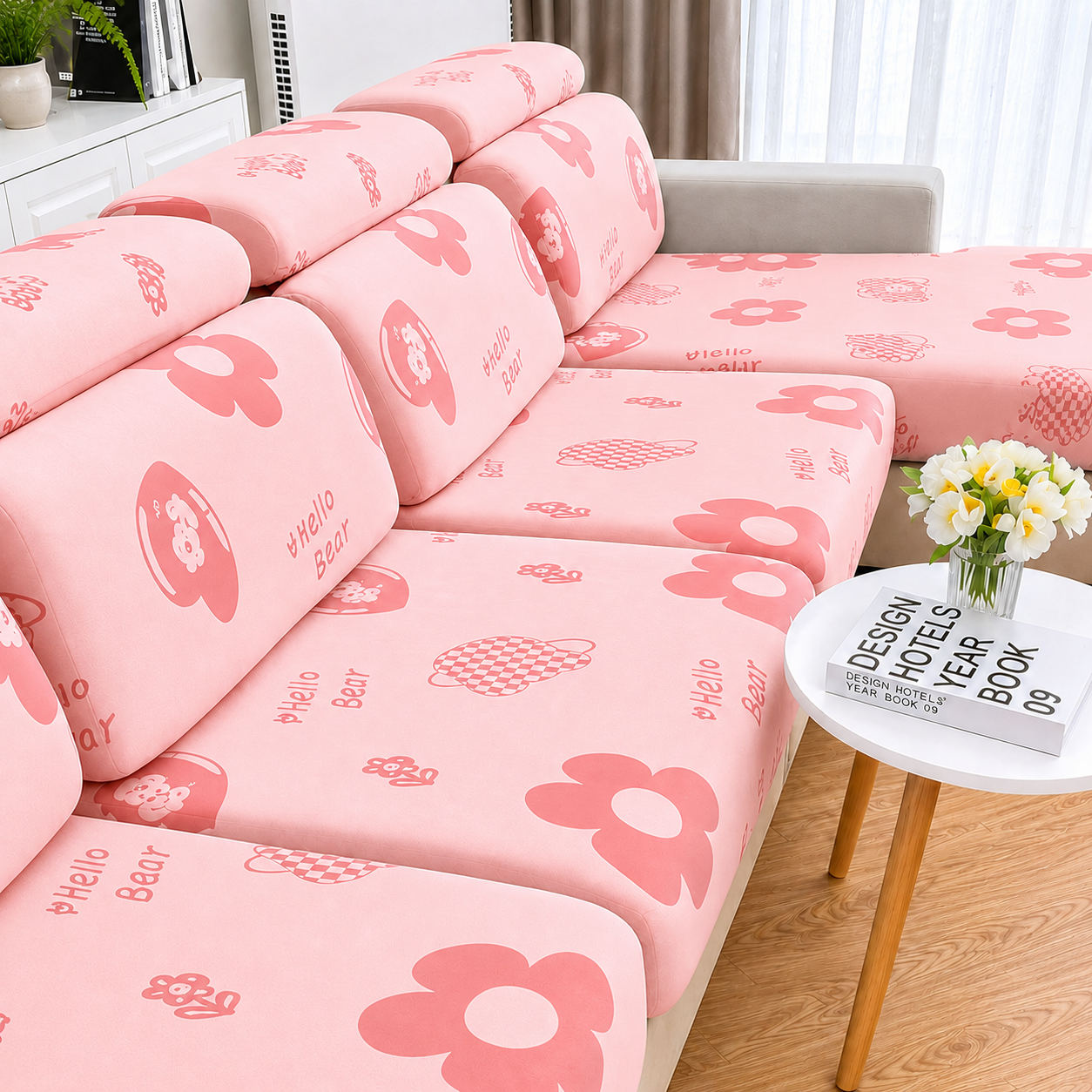 Anti Slip Floral L Shaped Sectional Cushion Sofa Couch Cover