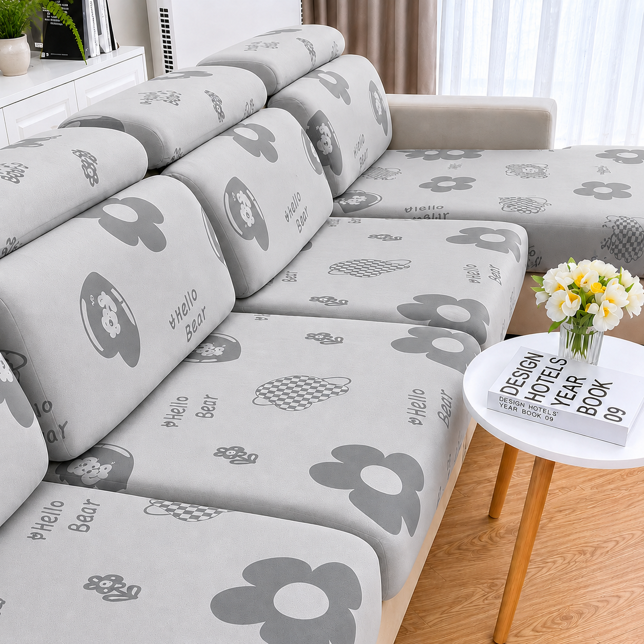 Anti Slip Floral L Shaped Sectional Cushion Sofa Couch Cover