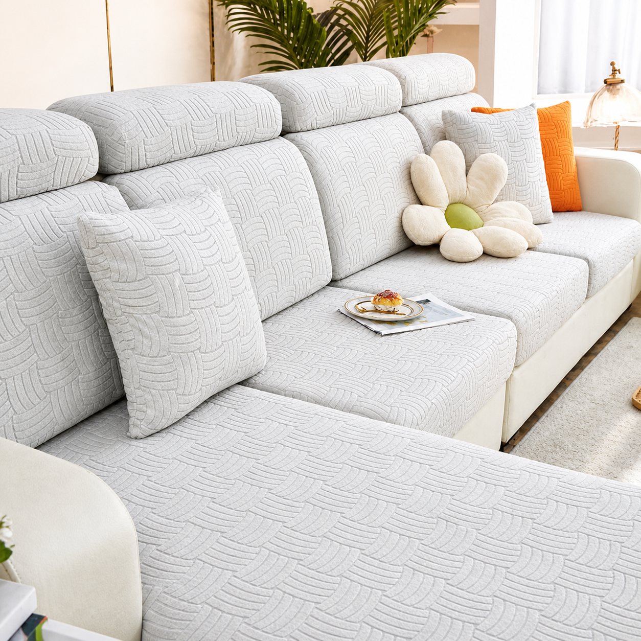 Anti-Slip L Shaped Geometric Cushion Sofa Couch Cover