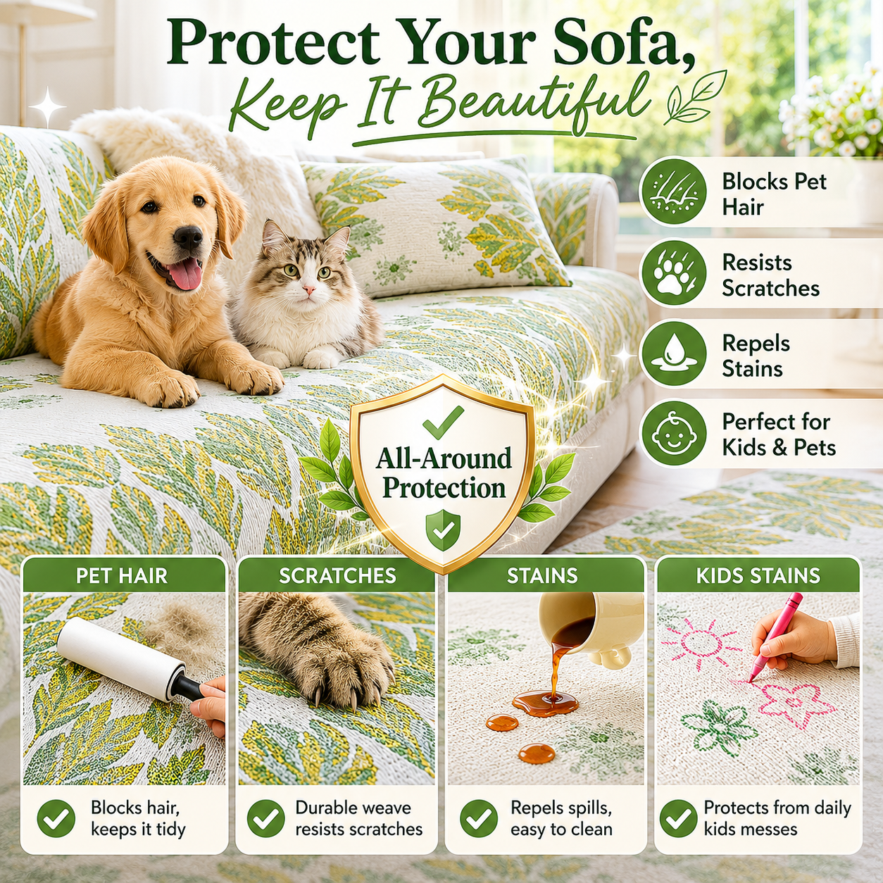 Non Slip Premium Chenille Jacquard Couch Cover