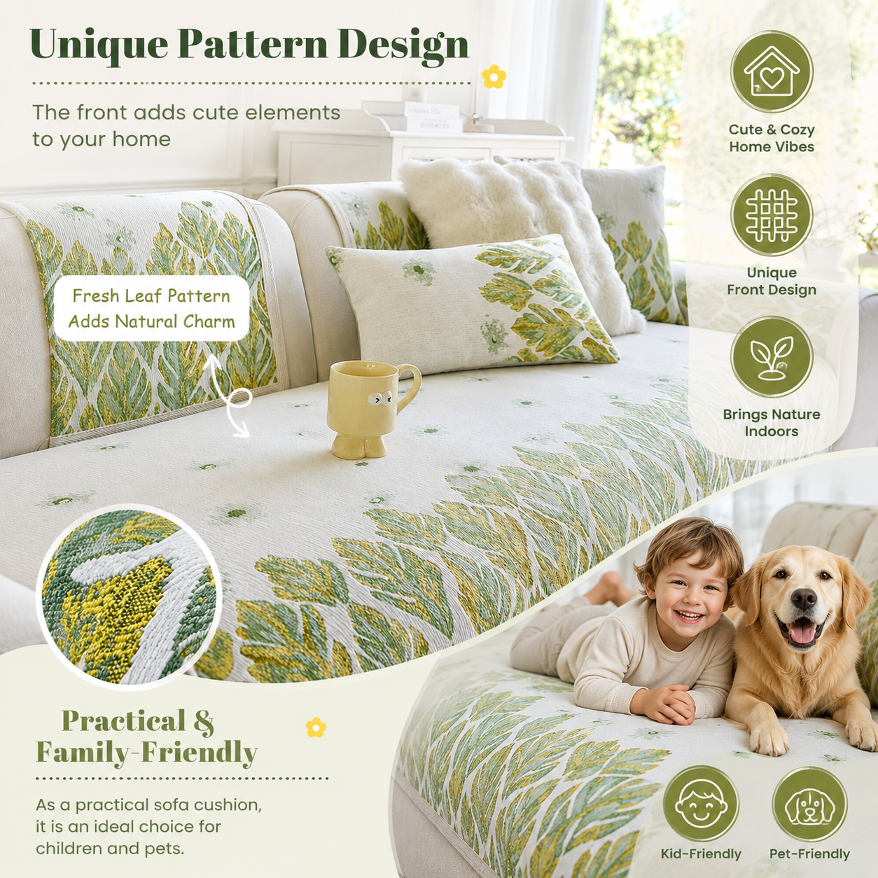 Non Slip Premium Chenille Jacquard Couch Cover