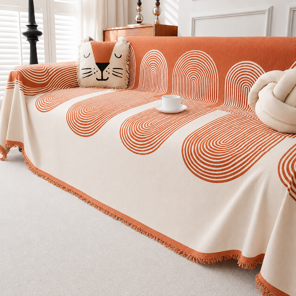 Elegant Chenille Geometry Sofa Couch Cover