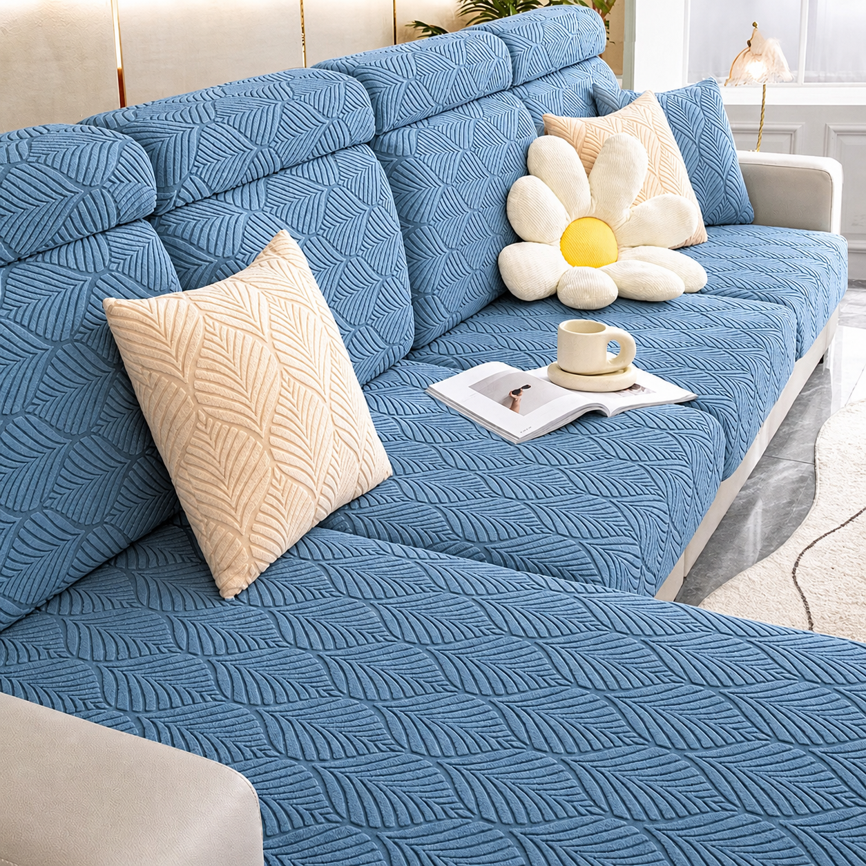 Non-Slip L Shaped Slipcover Jacquard Cushion Sofa Couch Cover