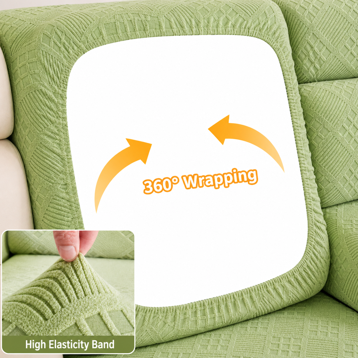 Anti-Slip L Shaped Jacquard Geometric Cushion Sofa Couch Cover
