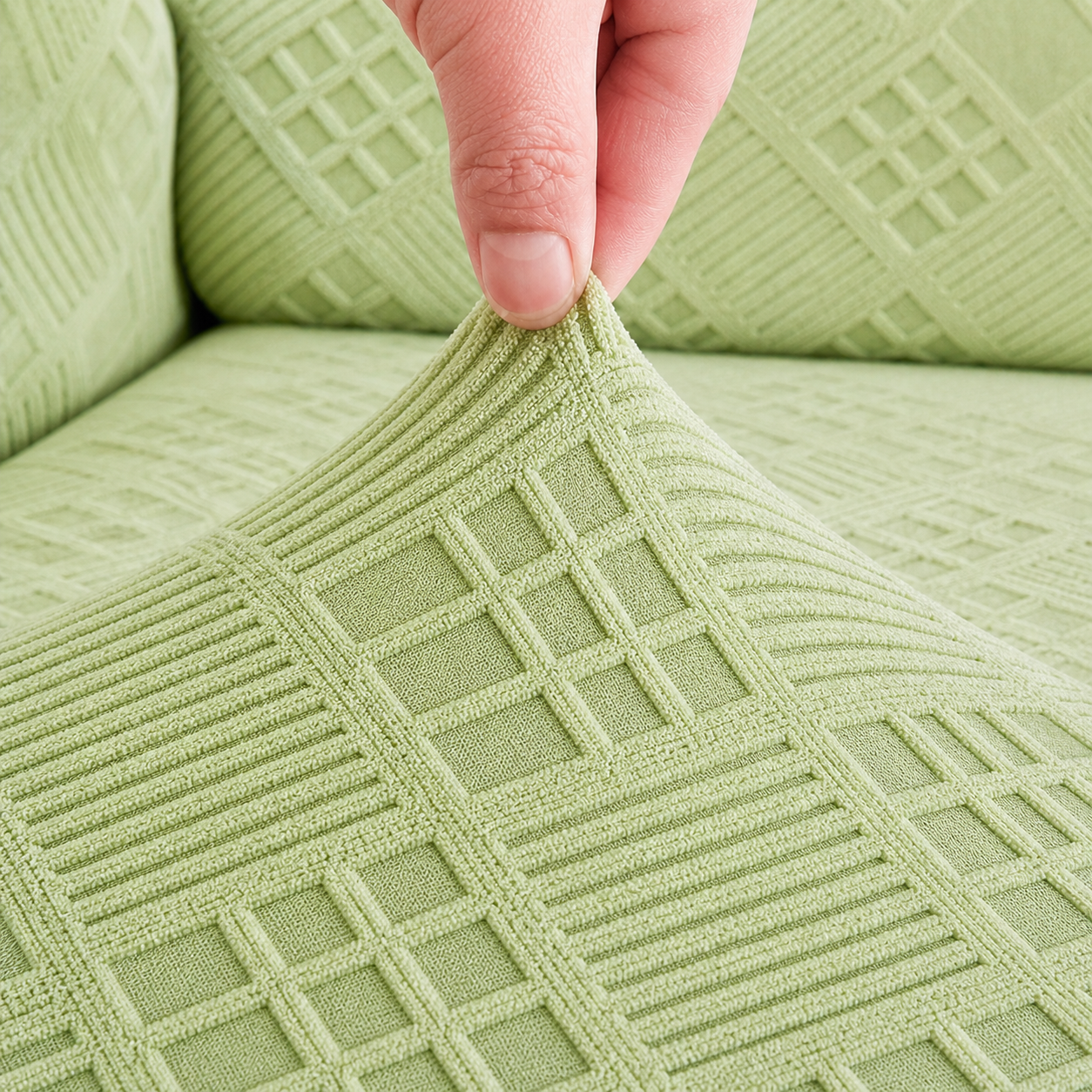 Anti-Slip L Shaped Jacquard Geometric Cushion Sofa Couch Cover