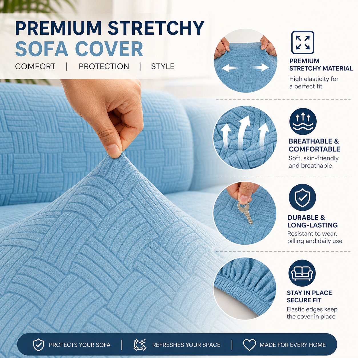 Anti-Slip L Shaped Geometric Cushion Sofa Couch Cover