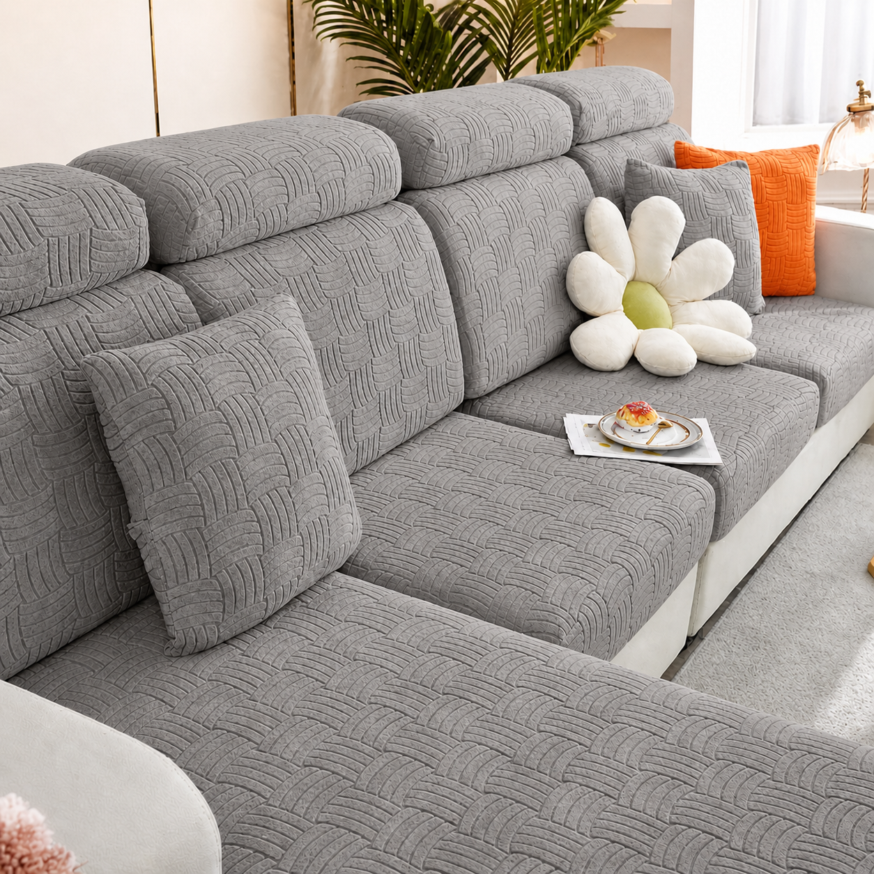 Anti-Slip L Shaped Geometric Cushion Sofa Couch Cover