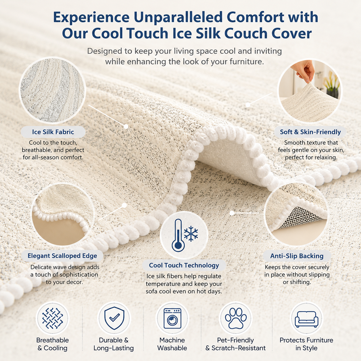 Ice Silk Braided Non-slip Mat Couch Sofa Cover