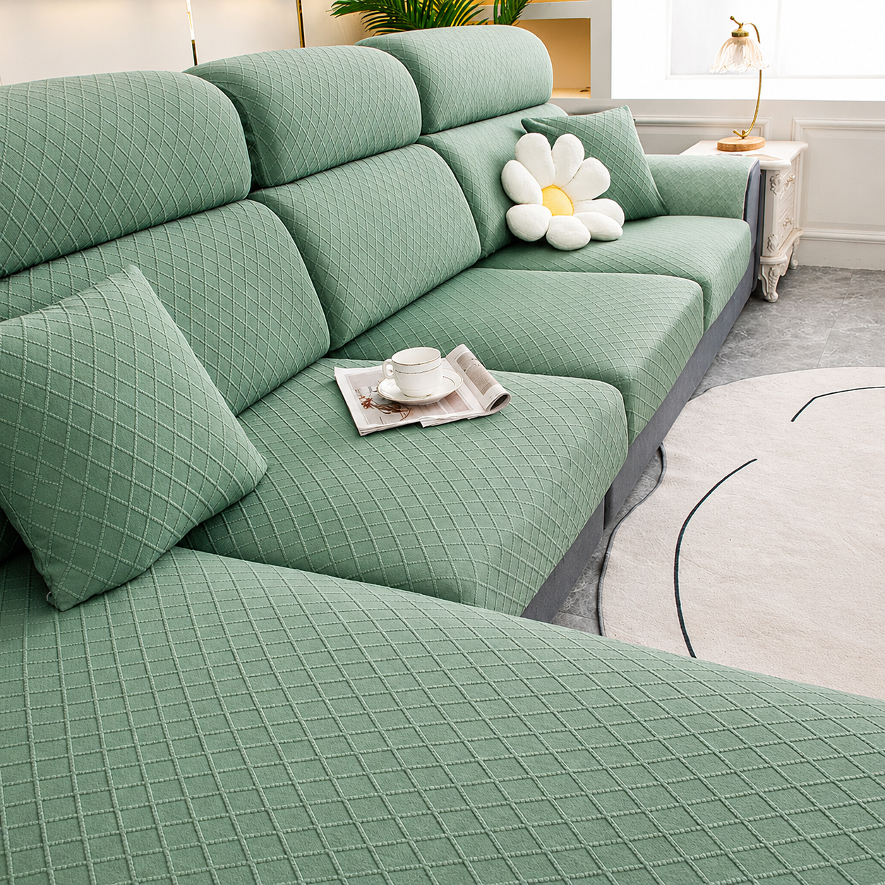 Anti-Slip L Shaped Geometric Cushion Sofa Couch Cover