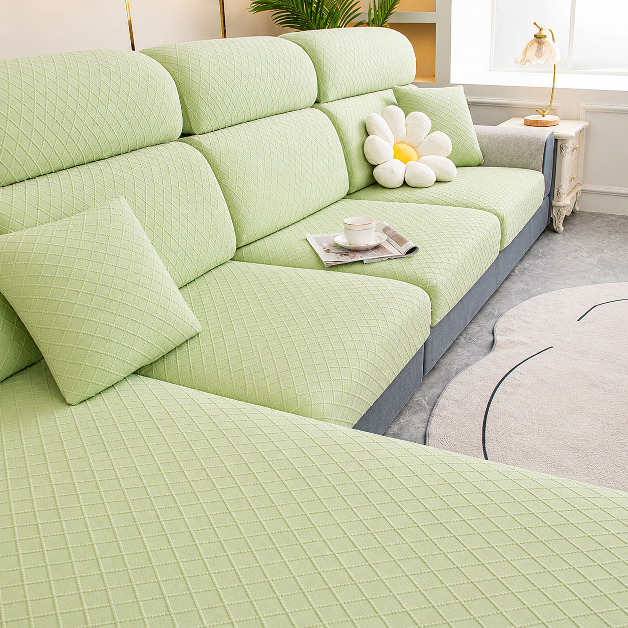 Anti-Slip L Shaped Geometric Cushion Sofa Couch Cover
