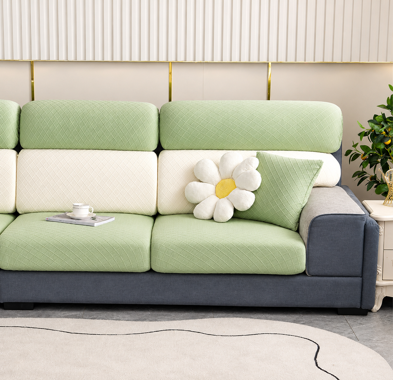 Anti-Slip L Shaped Geometric Cushion Sofa Couch Cover