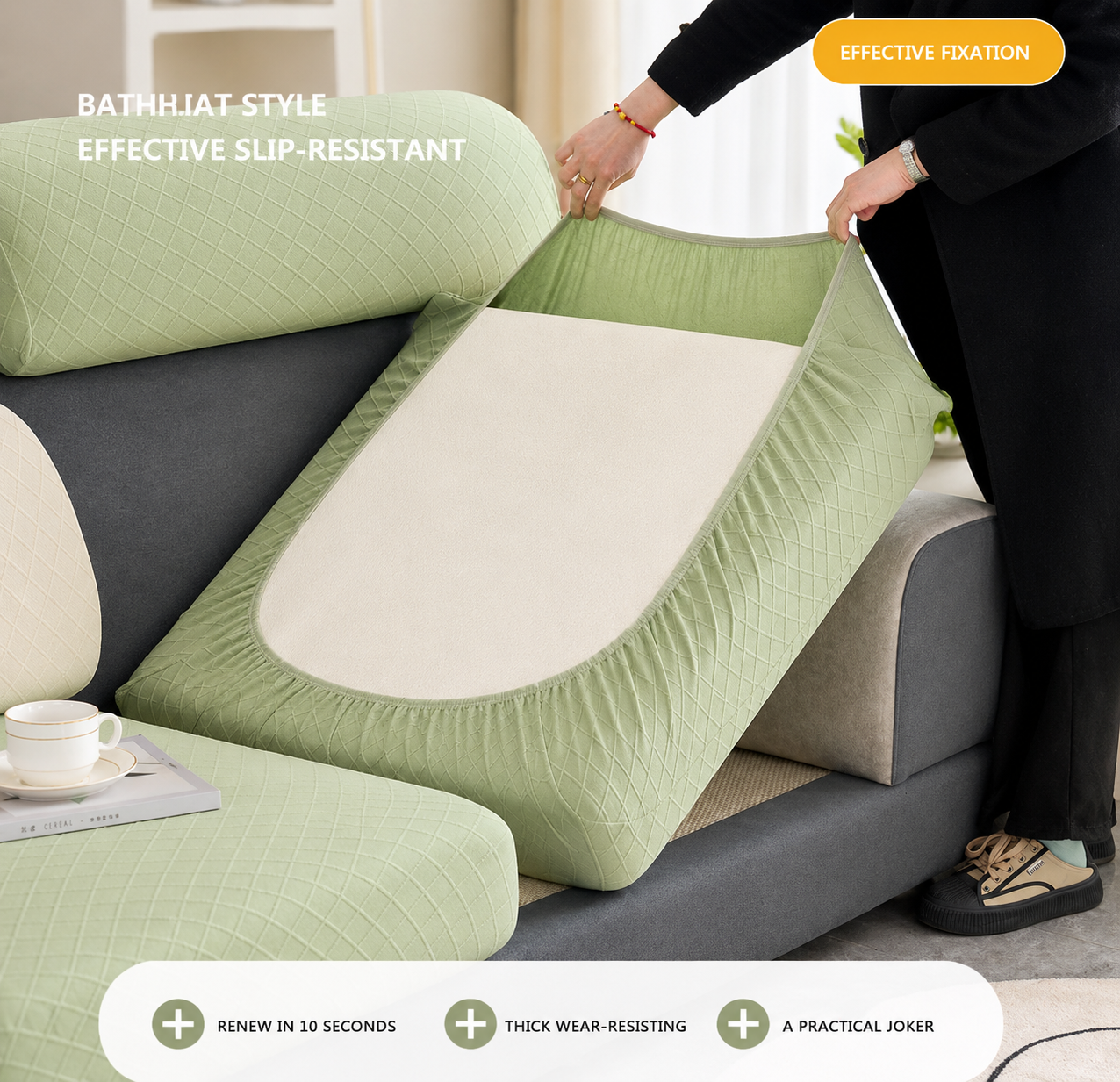 Anti-Slip L Shaped Geometric Cushion Sofa Couch Cover