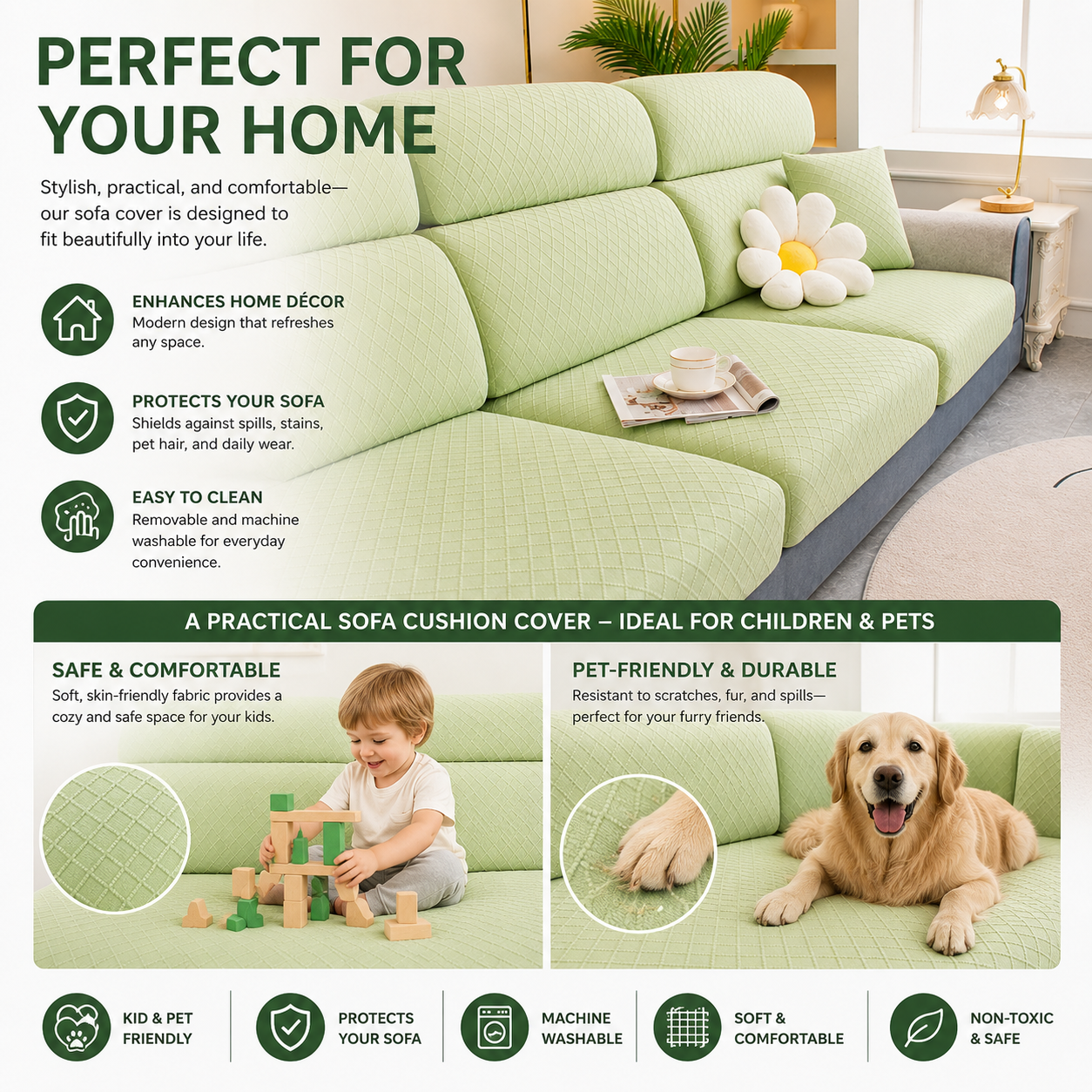 Anti-Slip L Shaped Geometric Cushion Sofa Couch Cover