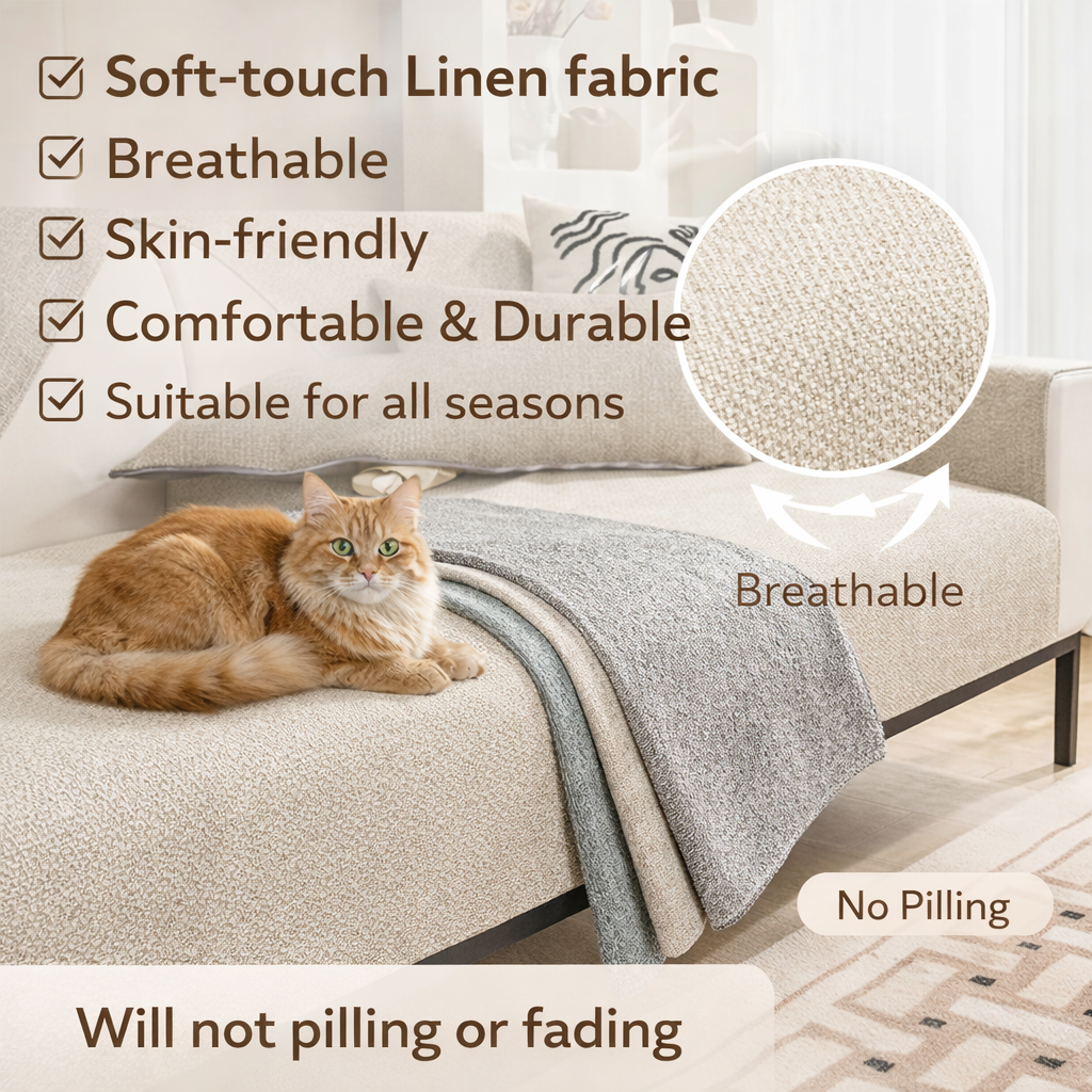 Anti Slip Cotton Linen Slipcover Sofa Couch Cover