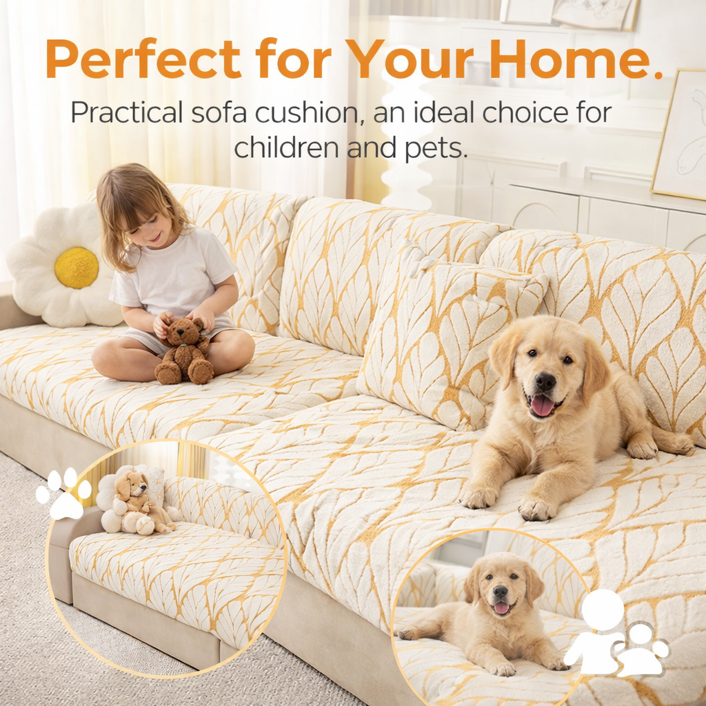 L Shaped Sectional Leaf Plush Cushion Sofa Couch Cover