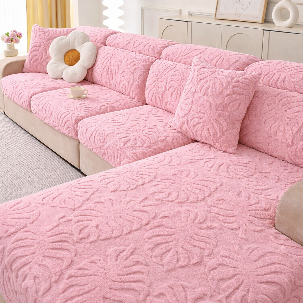 L Shaped Sectional Floral Plush Cushion Sofa Couch Cover